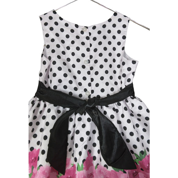 Holiday Editions Puffy Sunday Dress Size Small Polka Dot Floral - Picture 3 of 7
